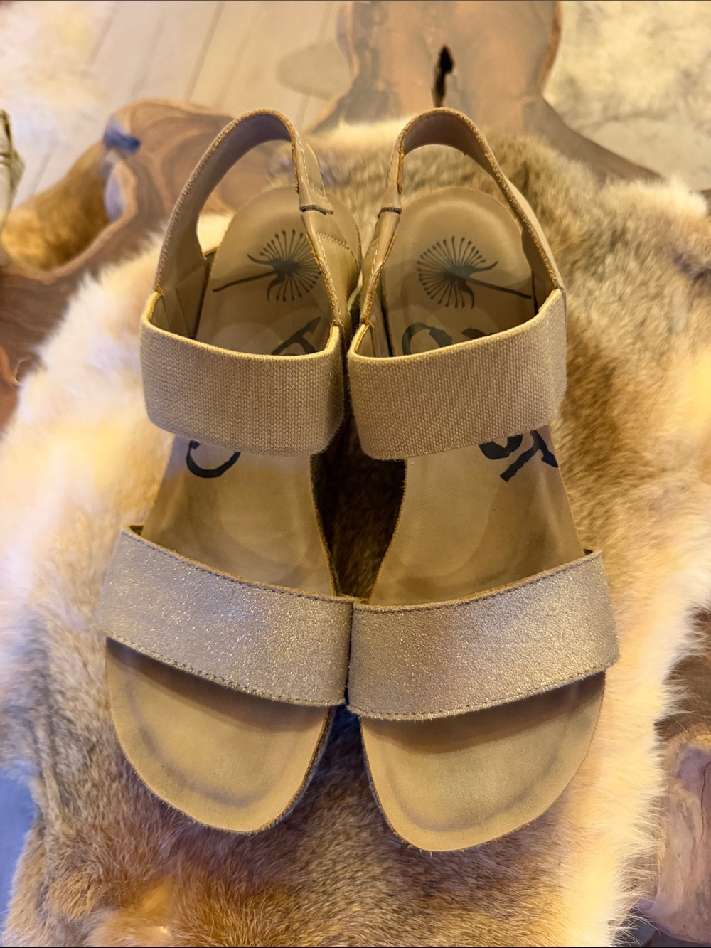 OTBT Girls Metallic Neutral Gold Slingback Sandals
